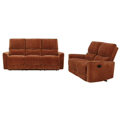 Navarro 2-piece Upholstered Reclining Sofa Set Burnt Orange