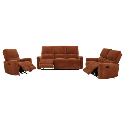 Navarro 3-piece Upholstered Reclining Sofa Set Burnt Orange