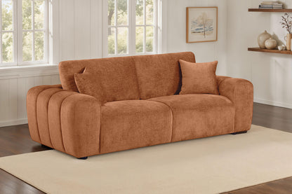 Burnett Chenille Upholstered Wide Arm Sofa Burnt Orange