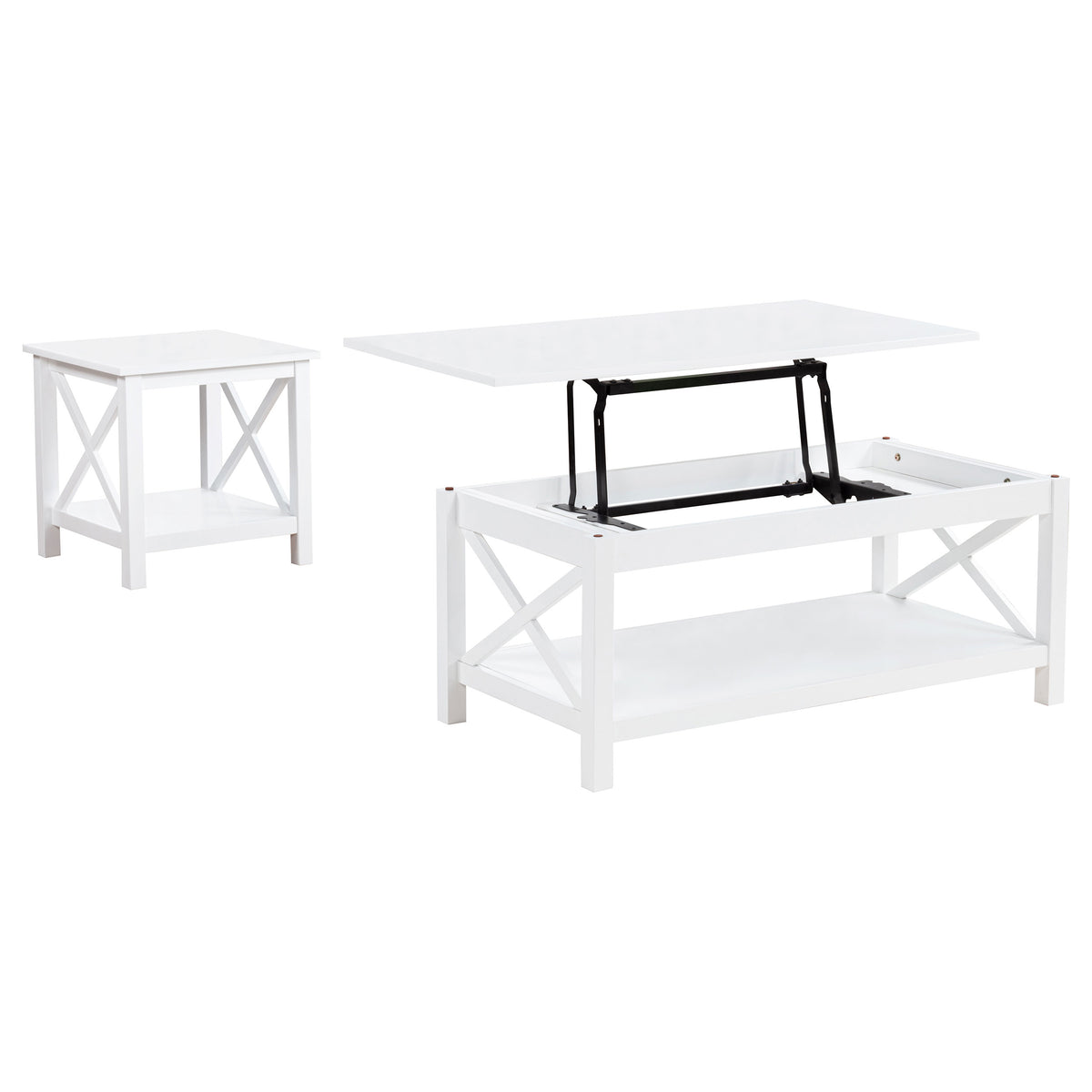 Skyview 2-piece Rectangular Lift Top Coffee Table Set White