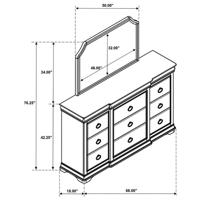 Garland 9-drawer Bedroom Dresser with Mirror Brown Cherry