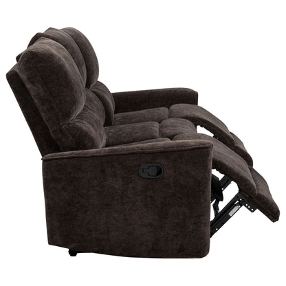 Navarro Chenille Upholstered Reclining Sofa Dark Brown