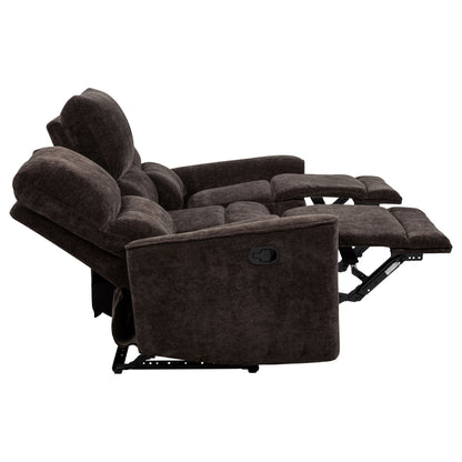 Navarro Chenille Upholstered Reclining Sofa Dark Brown