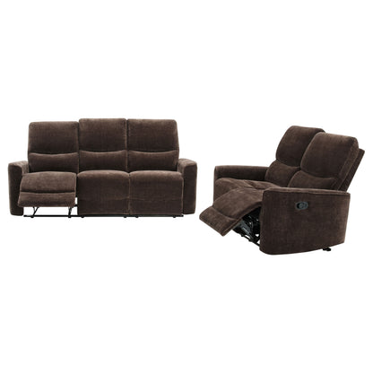 Navarro 2-piece Upholstered Reclining Sofa Set Dark Brown