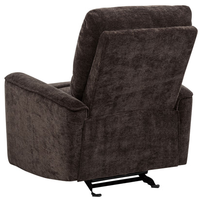 Navarro Chenille Upholstered Glider Recliner Dark Brown
