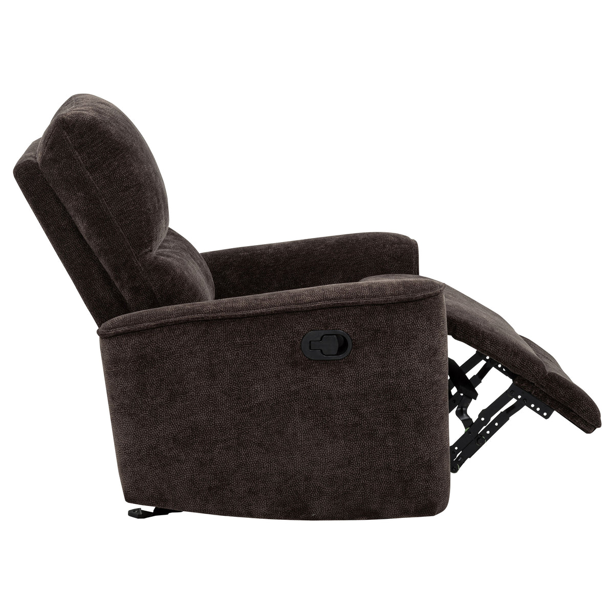 Navarro Chenille Upholstered Glider Recliner Dark Brown