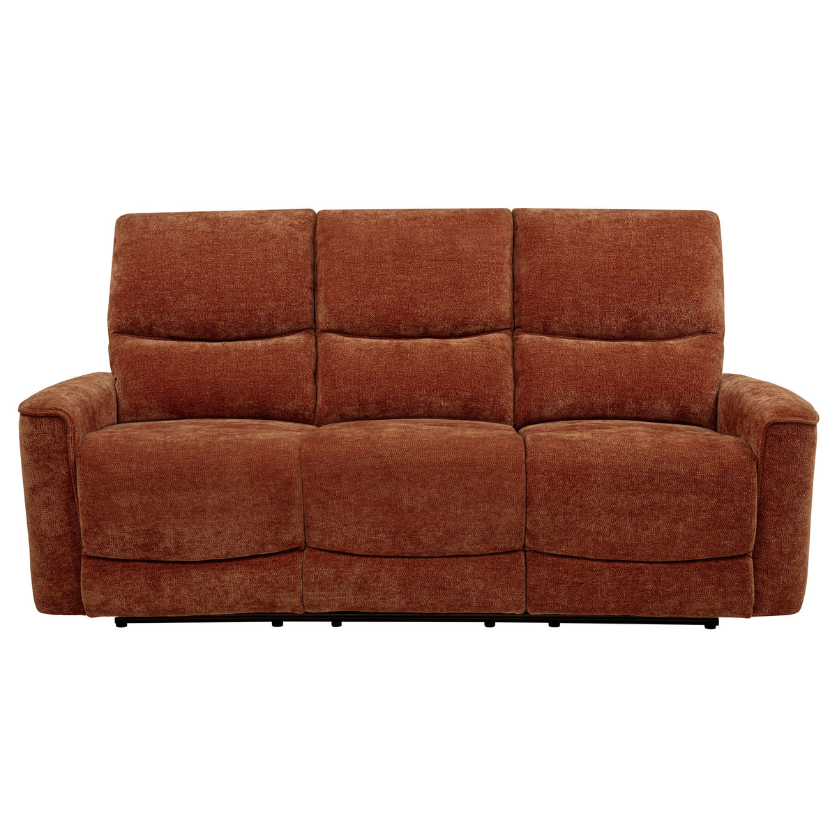 Navarro Chenille Upholstered Reclining Sofa Burnt Orange