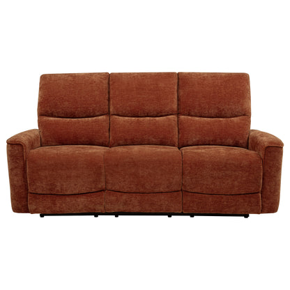Navarro Chenille Upholstered Reclining Sofa Burnt Orange