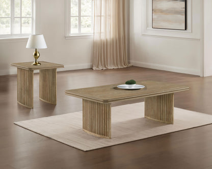 Adina 2-piece Wood Coffee Table Set Distressed Light Brown