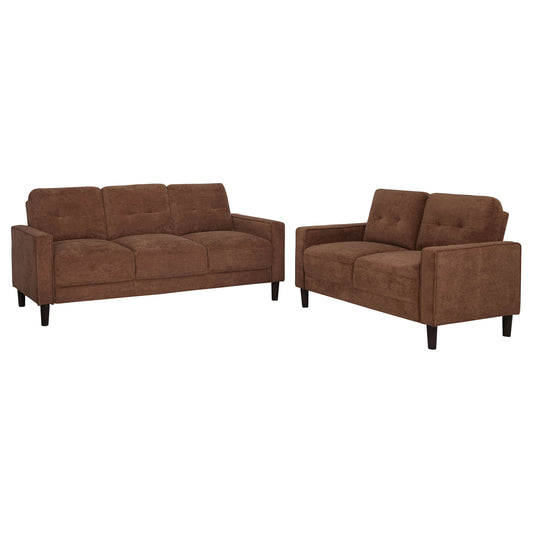 Bowen II 2-piece Fabric Upholstered Track Arm Sofa Set Rust