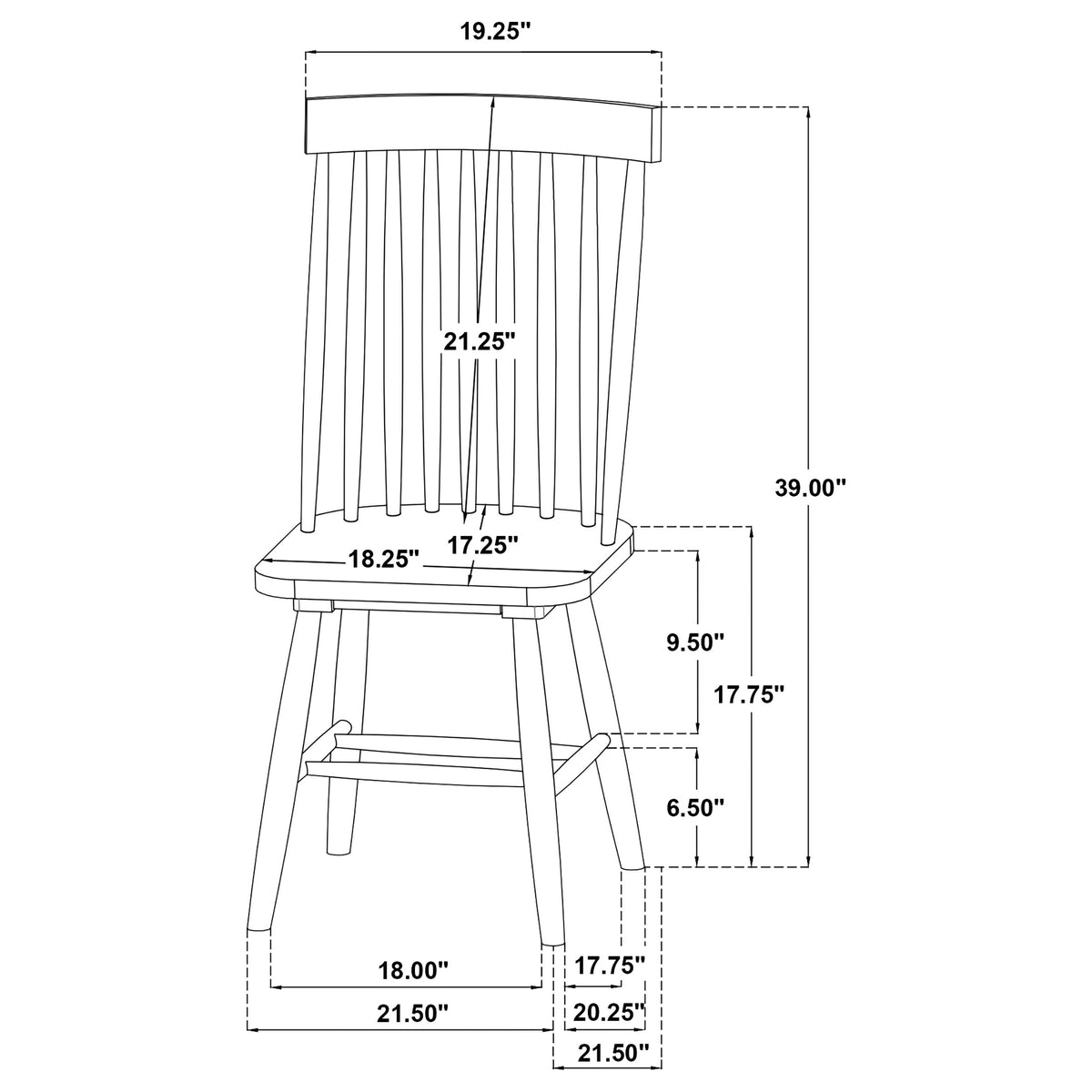 Andrews Windsor Spindle Back Dining Side Chair White (Set of 2)