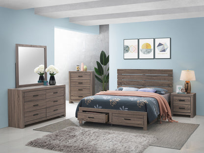 Brantford Wood Eastern King Storage Panel Bed Barrel Oak