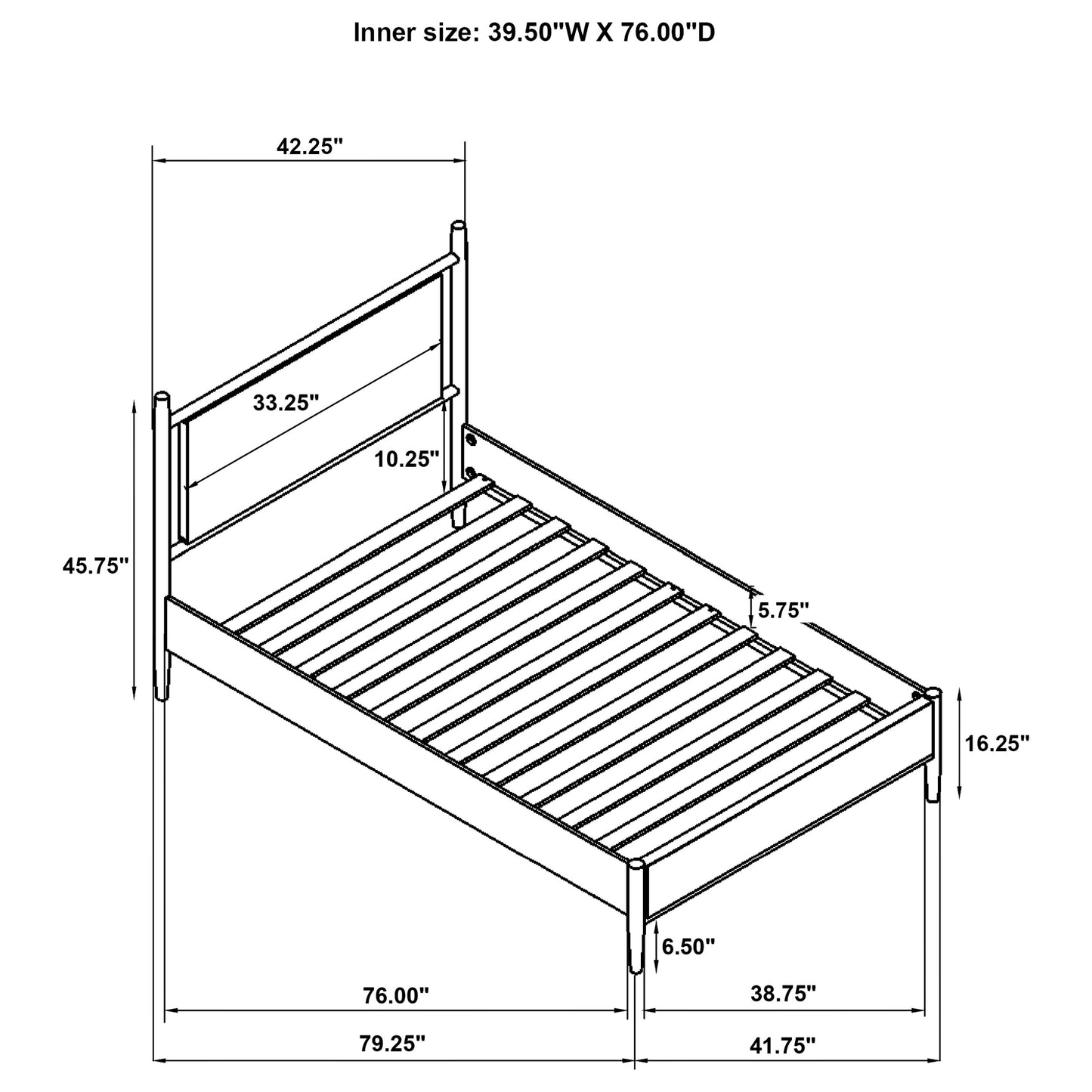 Mason 46-inch Twin Panel Platform Bed Grey and Light Brown