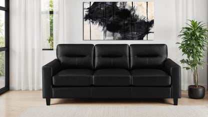 Scotland Faux Leather Upholstered Track Arm Sofa Black
