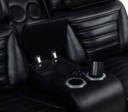 Zuma 2-Piece Dual Power Reclining Sofa Set with Bluetooth Black