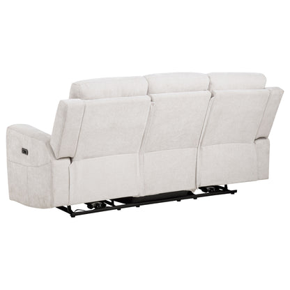 Kennett Chenille Upholstered Power Reclining Sofa Ivory