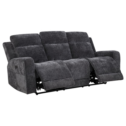 Kennett Chenille Upholstered Power Reclining Sofa Dark Grey