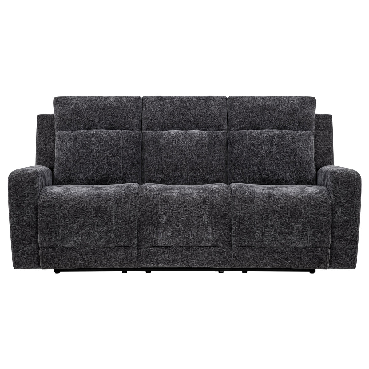 Kennett Chenille Upholstered Power Reclining Sofa Dark Grey