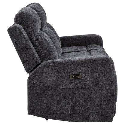 Kennett Chenille Upholstered Power Reclining Sofa Dark Grey