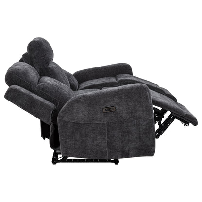 Kennett 2-piece Chenille Power Reclining Sofa Set Dark Grey