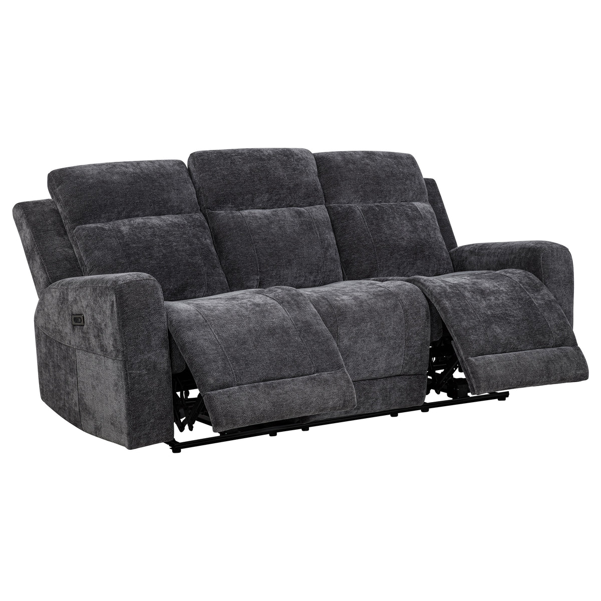 Kennett 3-piece Chenille Power Reclining Sofa Set Dark Grey
