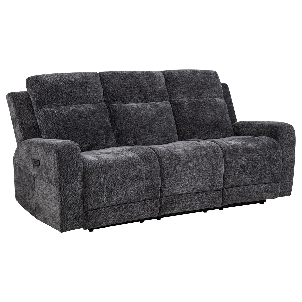 Kennett 3-piece Chenille Power Reclining Sofa Set Dark Grey
