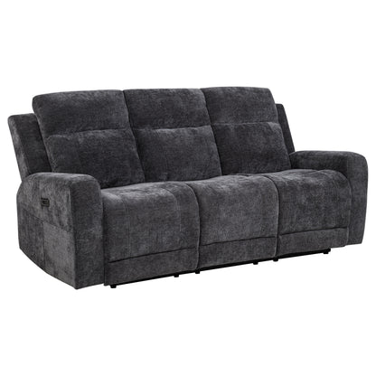 Kennett 3-piece Chenille Power Reclining Sofa Set Dark Grey