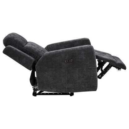 Kennett 3-piece Chenille Power Reclining Sofa Set Dark Grey