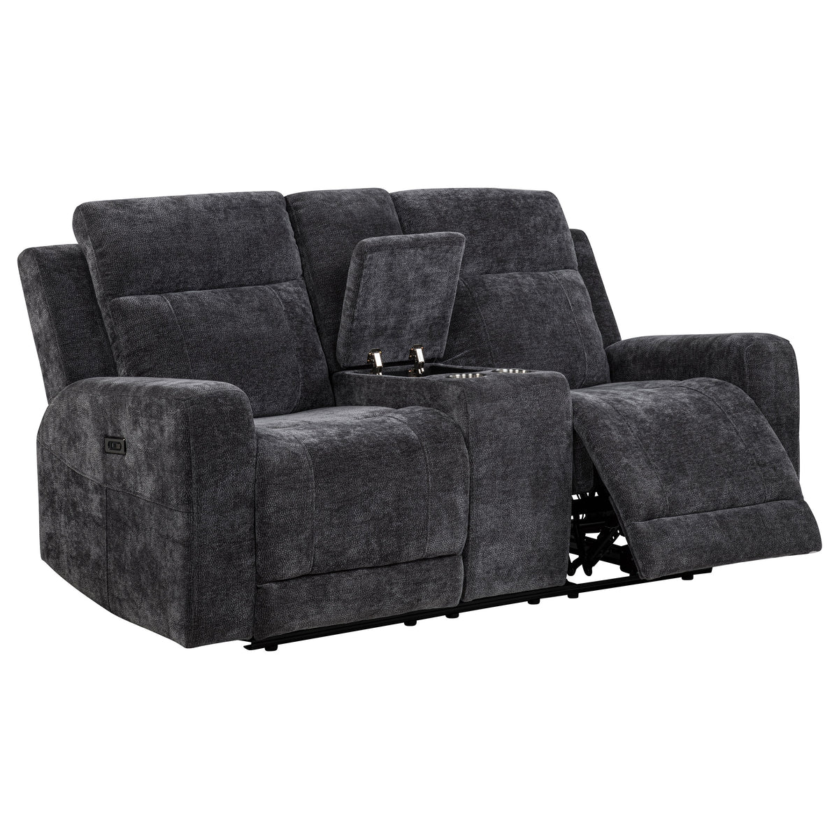 Kennett Chenille Upholstered Power Reclining Loveseat Dark Grey