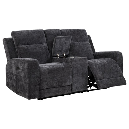 Kennett Chenille Upholstered Power Reclining Loveseat Dark Grey