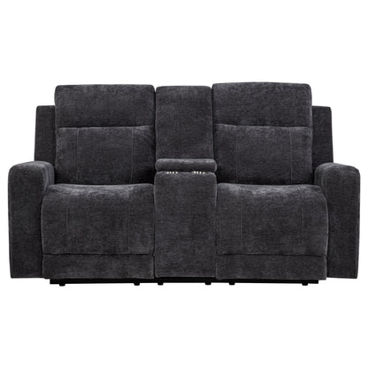 Kennett Chenille Upholstered Power Reclining Loveseat Dark Grey