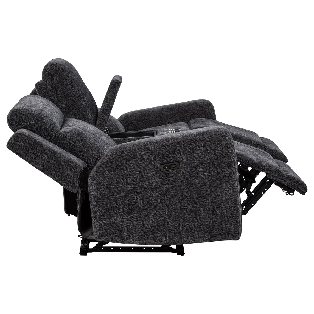 Kennett Chenille Upholstered Power Reclining Loveseat Dark Grey