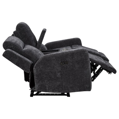 Kennett Chenille Upholstered Power Reclining Loveseat Dark Grey