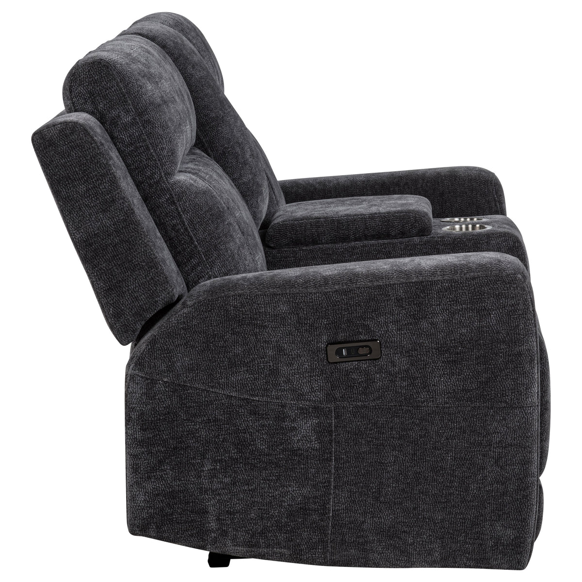 Kennett Chenille Upholstered Power Reclining Loveseat Dark Grey