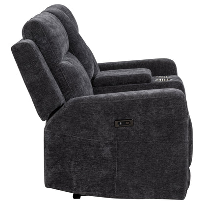 Kennett Chenille Upholstered Power Reclining Loveseat Dark Grey