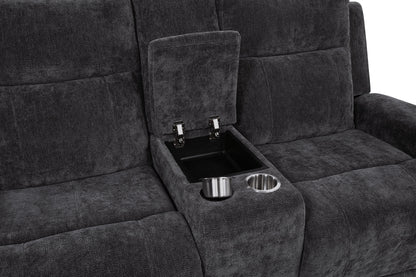 Kennett Chenille Upholstered Power Reclining Loveseat Dark Grey