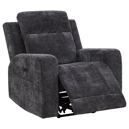 Kennett Chenille Upholstered Power Recliner Chair Dark Grey