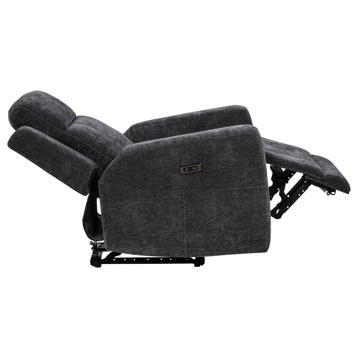 Kennett Chenille Upholstered Power Recliner Chair Dark Grey