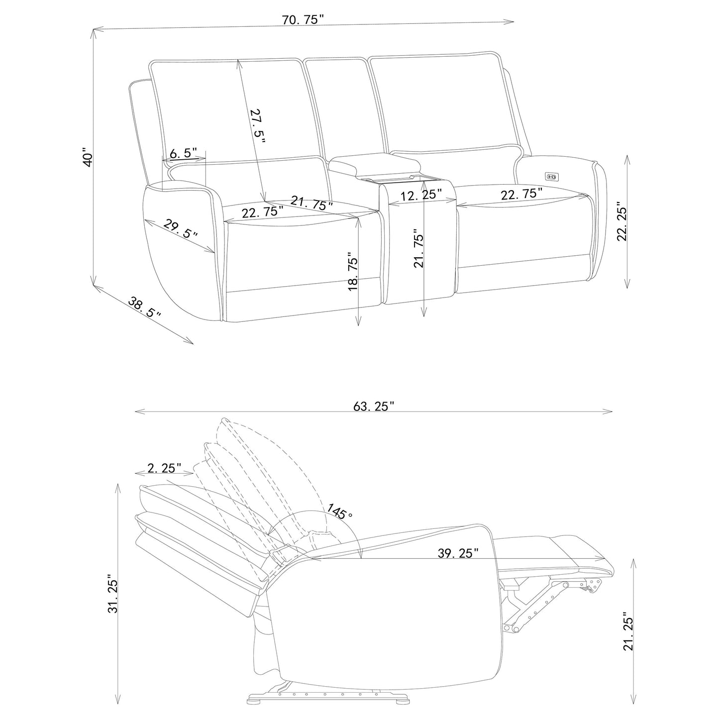 Sylmar Chenille Upholstered Power Reclining Loveseat Dove Grey