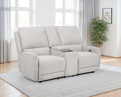 Sylmar Chenille Upholstered Power Reclining Loveseat Dove Grey