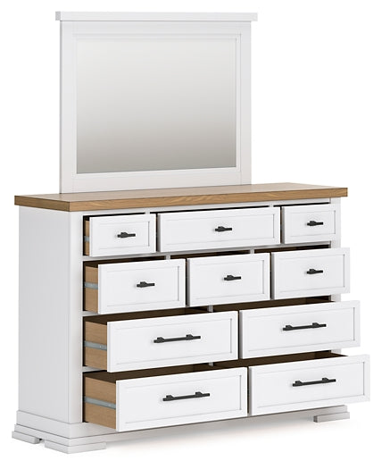 Ashbryn California King Panel Storage Bed with Mirrored Dresser and Nightstand