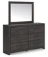 Hollivern Full Panel Bed with Storage with Mirrored Dresser and Nightstand