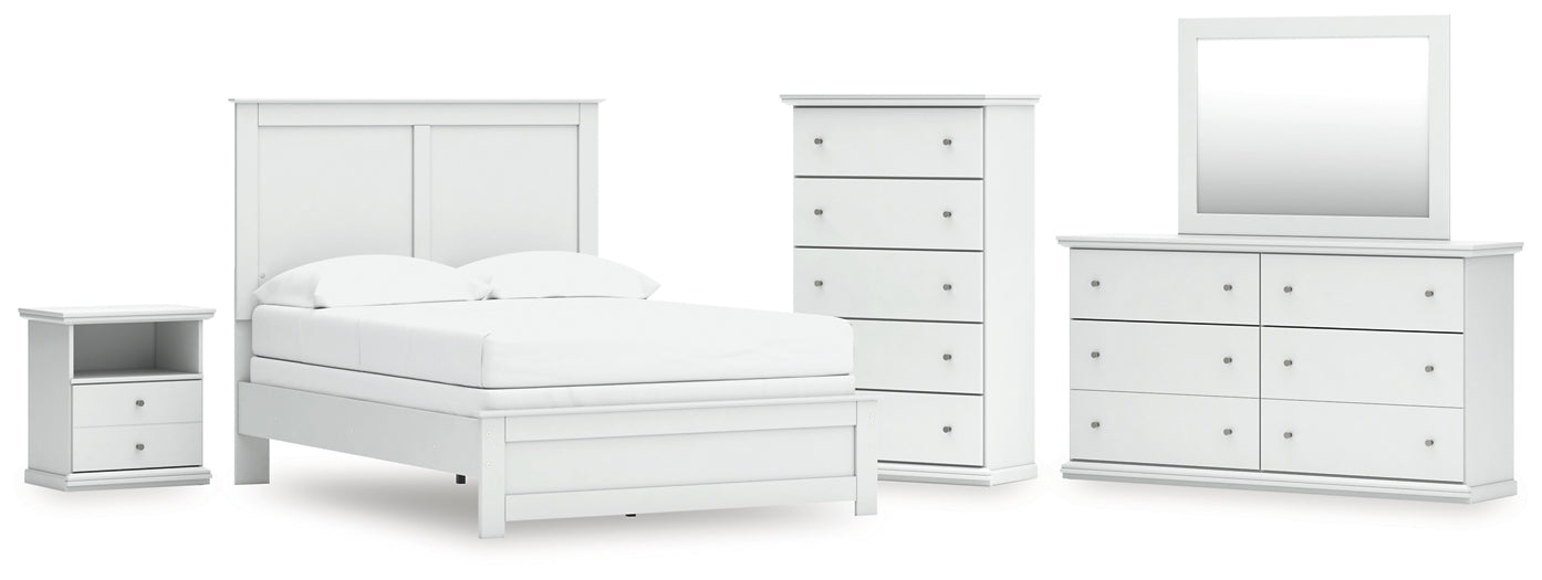 Bostwick Shoals Full Panel Bed with Mirrored Dresser, Chest and Nightstand