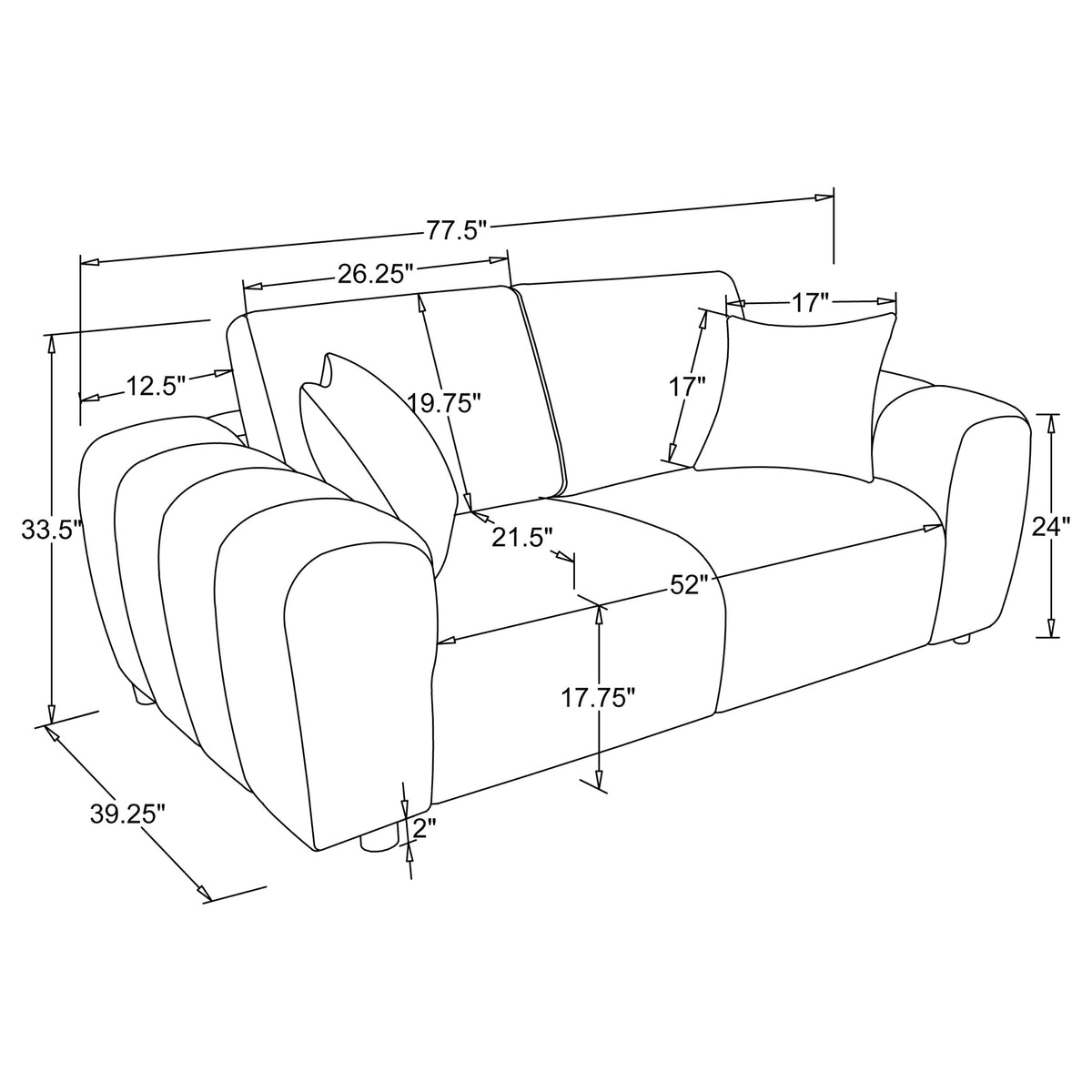 Burnett 2-piece Chenille Upholstered Sofa Set Ivory