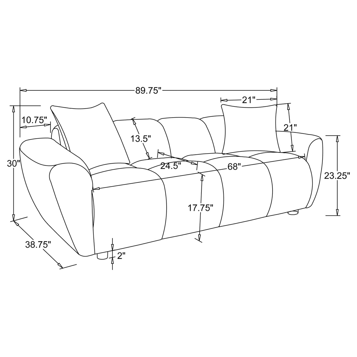 Destino 2-piece Chenille Splayed Arm Sofa Set Greige