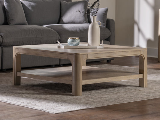 Solano Square Wood Cocktail Coffee Table Weathered Mango