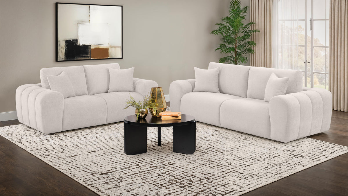 Burnett Chenille Upholstered Wide Arm Sofa Ivory