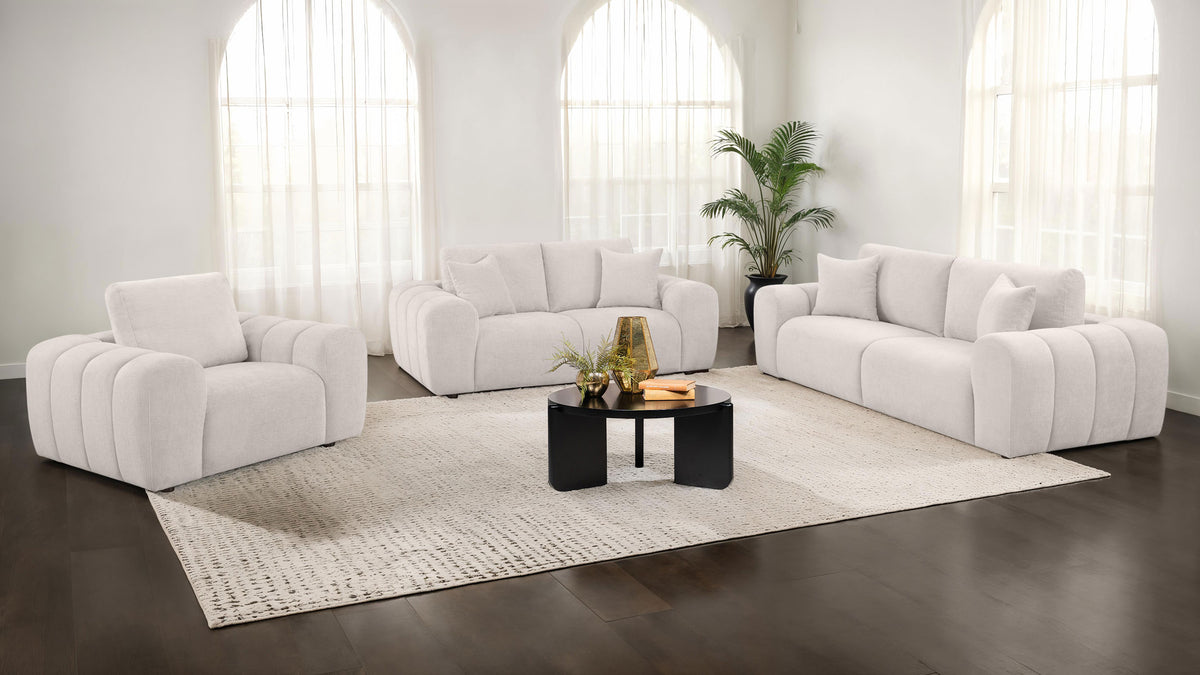 Burnett Chenille Upholstered Wide Arm Loveseat Ivory