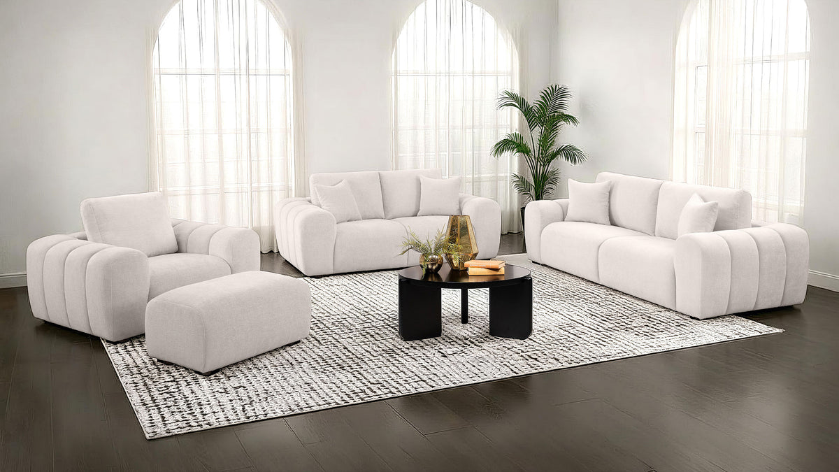 Burnett Chenille Upholstered Wide Arm Loveseat Ivory