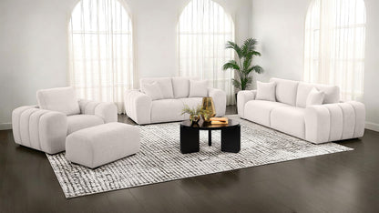 Burnett Chenille Upholstered Wide Arm Loveseat Ivory